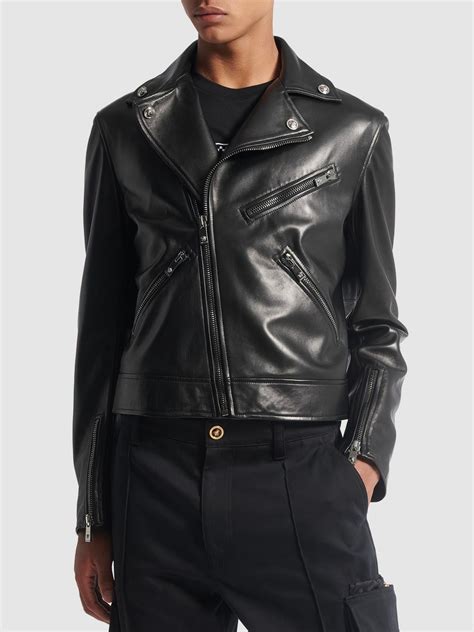 biker nero cavallino versace uomo|Versace Biker Jackets for Men .